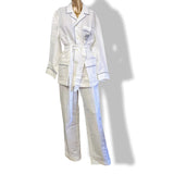 Hermes Men's Blanc/Marine Linen and Cotton Pajamas with Belt, BNWT! - poupishop