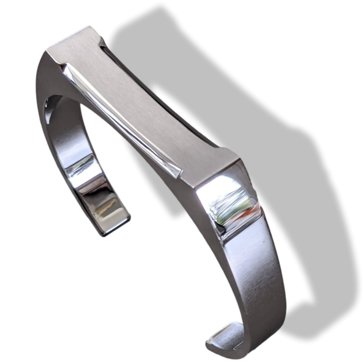 Hermes Men's Brushed Mat and Shiny Silver Cuff Bracelet T5, New in Pochette! - poupishop
