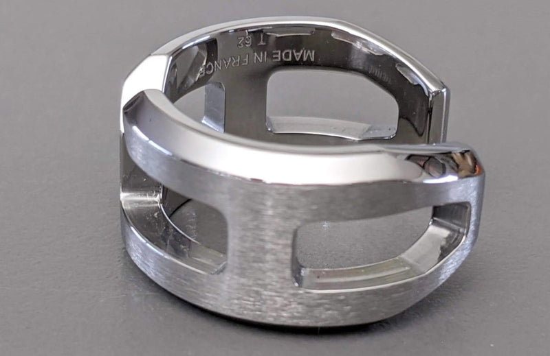 Hermes Men's Brushed Stainless Steel Unisex Ring Sz62, New in Pochette! - poupishop