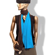 Hermes Men's Chocolat/Turquoise ALLER RETOUR MUFFLER 70% Maille Cashmere Stole 30 x 180 cm, BNWT! - poupishop