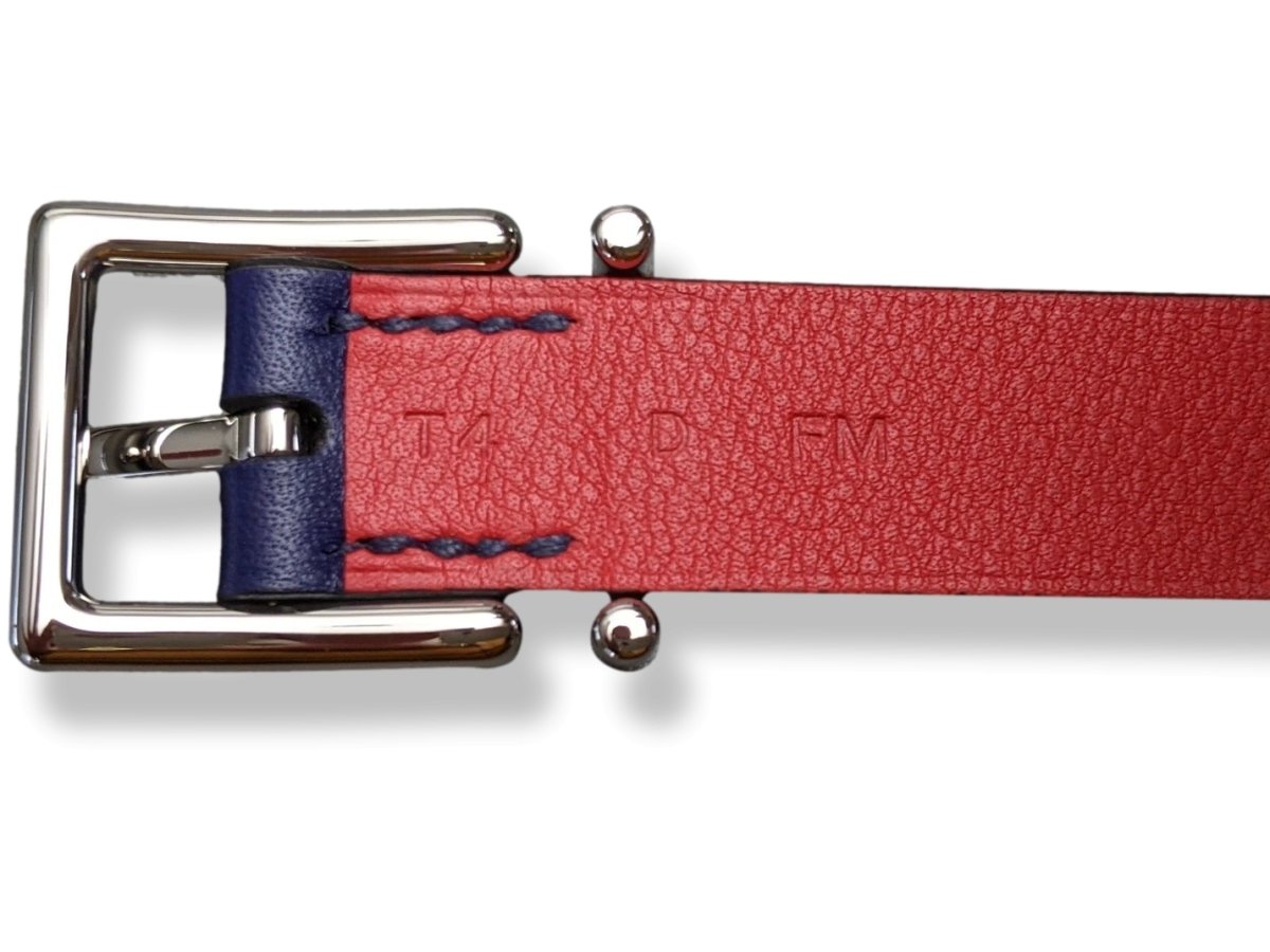 Hermes Men's Navy/Red Veau NATHAN Reversible Bracelet T4, New in Pochette! - poupishop