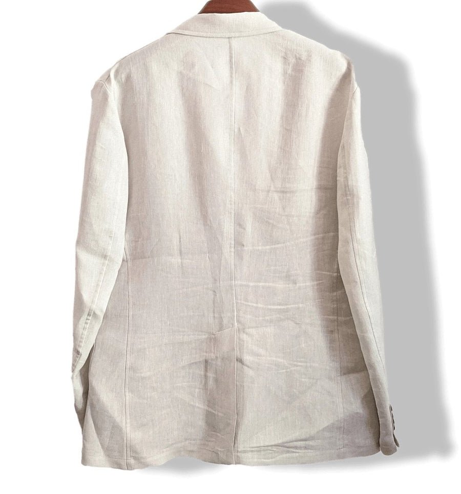 Hermes Men's Off-White Lightweight Linen and Silk Jacket Sz54 Mint