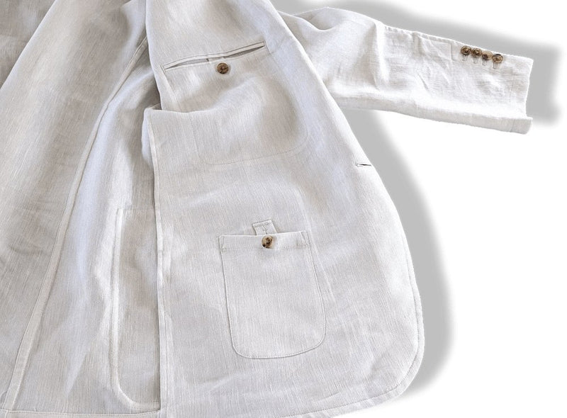 Hermes Men's Off-White Lightweight Linen and Silk Jacket Sz54, Mint! - poupishop