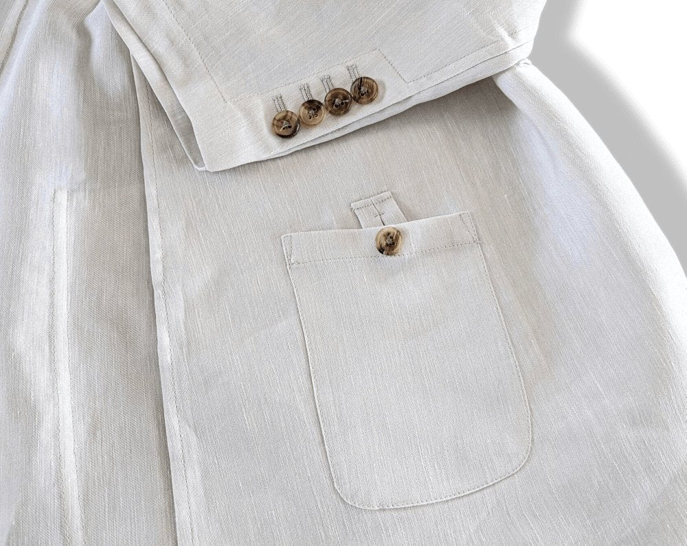 Hermes Men's Off-White Lightweight Linen and Silk Jacket Sz54, Mint! - poupishop