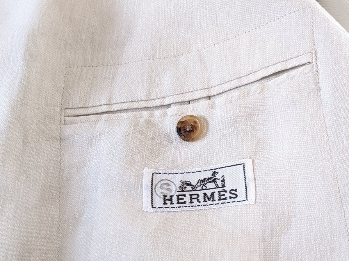 Hermes Men's Off-White Lightweight Linen and Silk Jacket Sz54 Mint