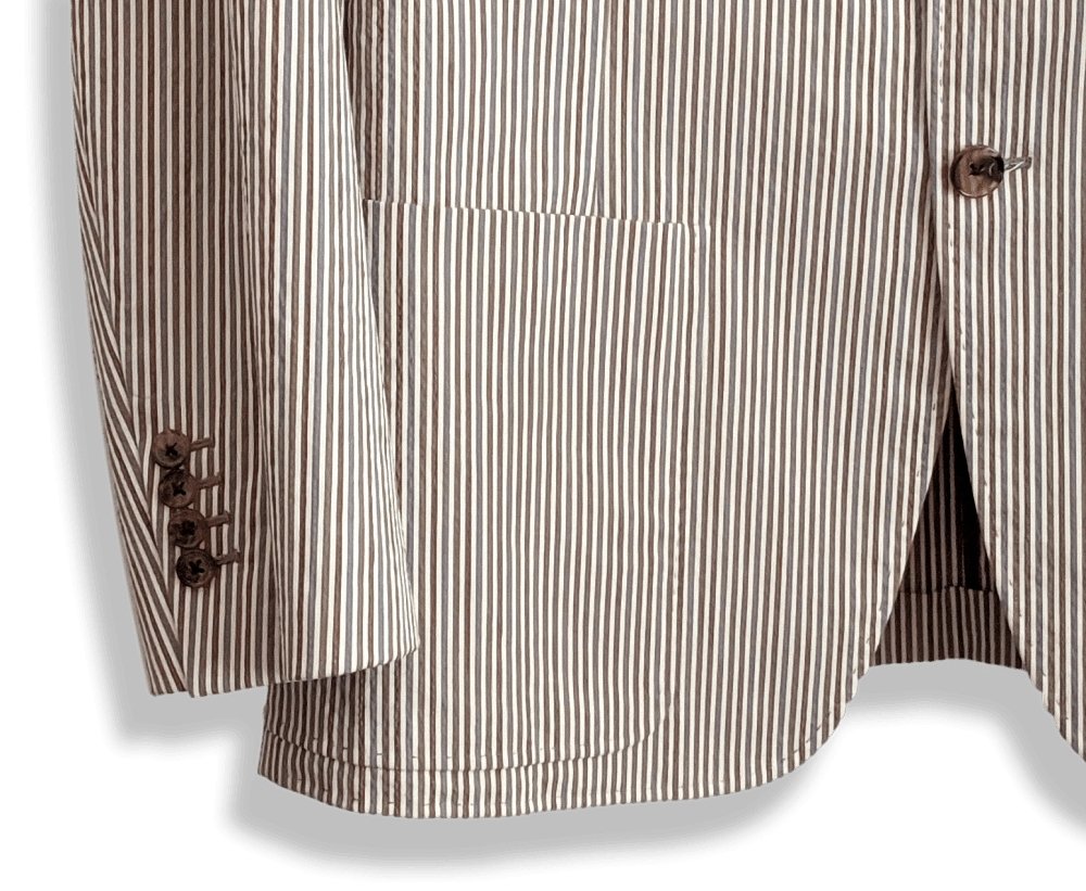 Hermes Men's Off-white/Etoupe/Blue Cotton Line Jacket Sz52, Mint! - poupishop