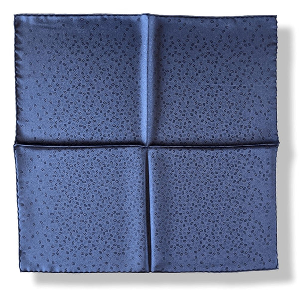 Hermes Men's Pochette Navy PETITS MAILLONS Twill Pocket Square Scarf 45cm, BNWT! - poupishop