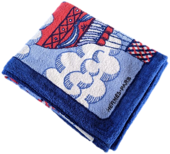 Hermes "Montgolfiere" Hot Air Balloon Tapis de Plage Terry Beach Towel 90 x 150 cm