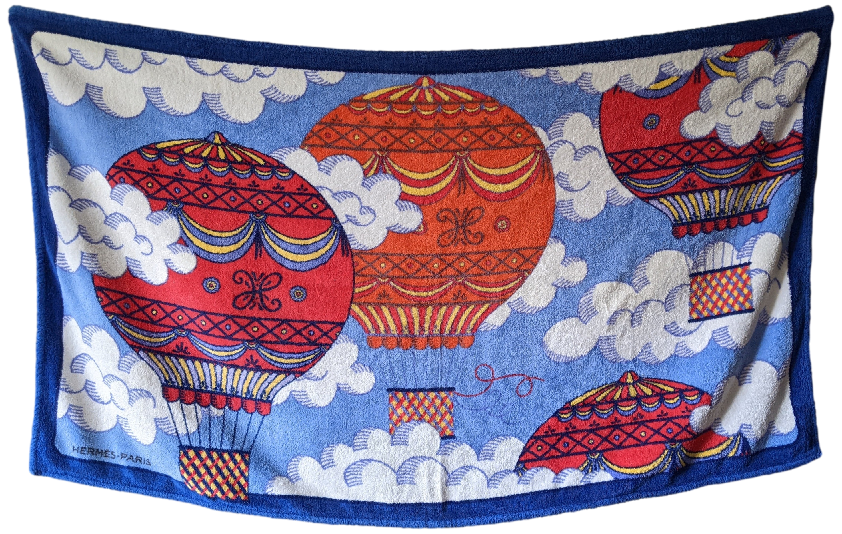 Hermes "Montgolfiere" Hot Air Balloon Tapis de Plage Terry Beach Towel 90 x 150 cm