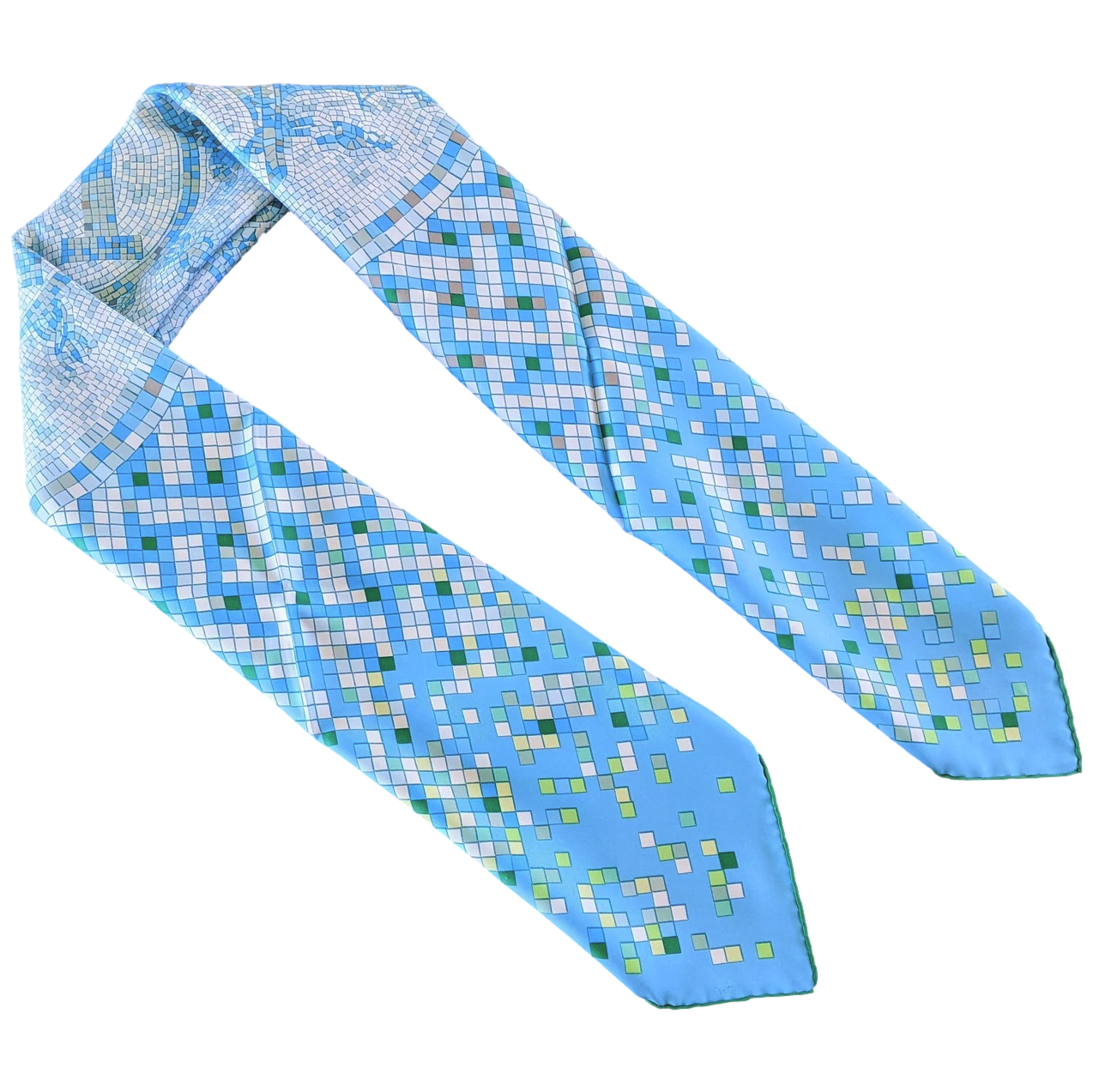 Hermes 2008 Turquoise "Mosaique au 24 Faubourg" by Benoit Pierre Emery Twill 90cm