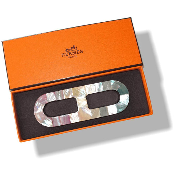 Hermes Mother of Pearl & Wood Scarf Ring Pendant Bag Charm, NIB! - poupishop