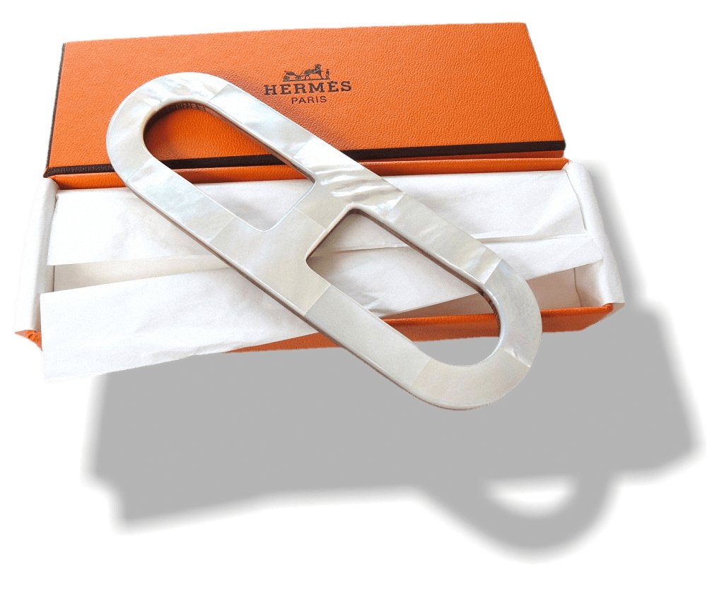 Hermes Mother of Pearl & Wood Scarf Ring Pendant Bag Charm, NIB! - poupishop