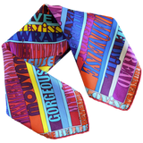 Hermes 2011 Rouge/Multi "Mots de Soie" by Virginie Jamin Gavroche Pocket Scarf 45