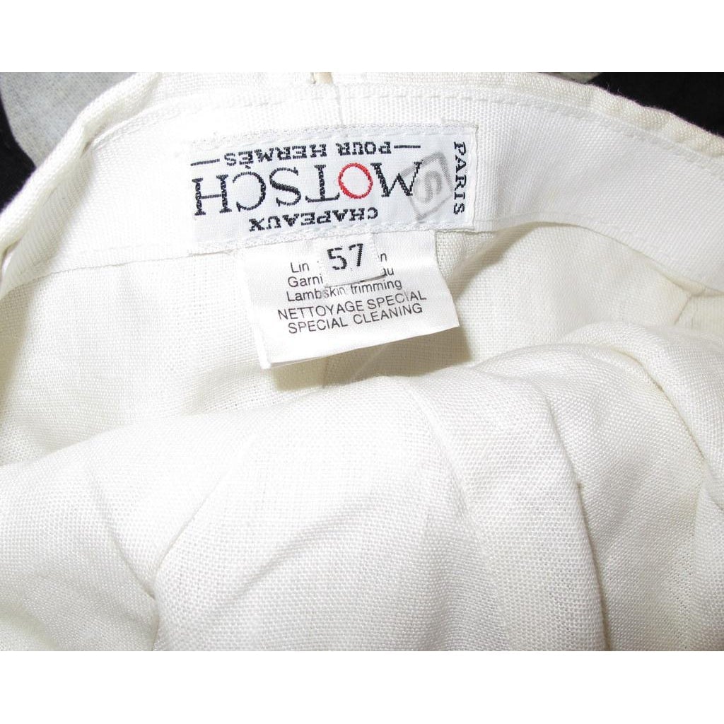 Hermes Motsch Linen & Lambskin Trimming Polo Cap Hat Sz57 - poupishop