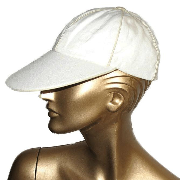 Hermes Motsch Linen & Lambskin Trimming Polo Cap Hat Sz57 - poupishop