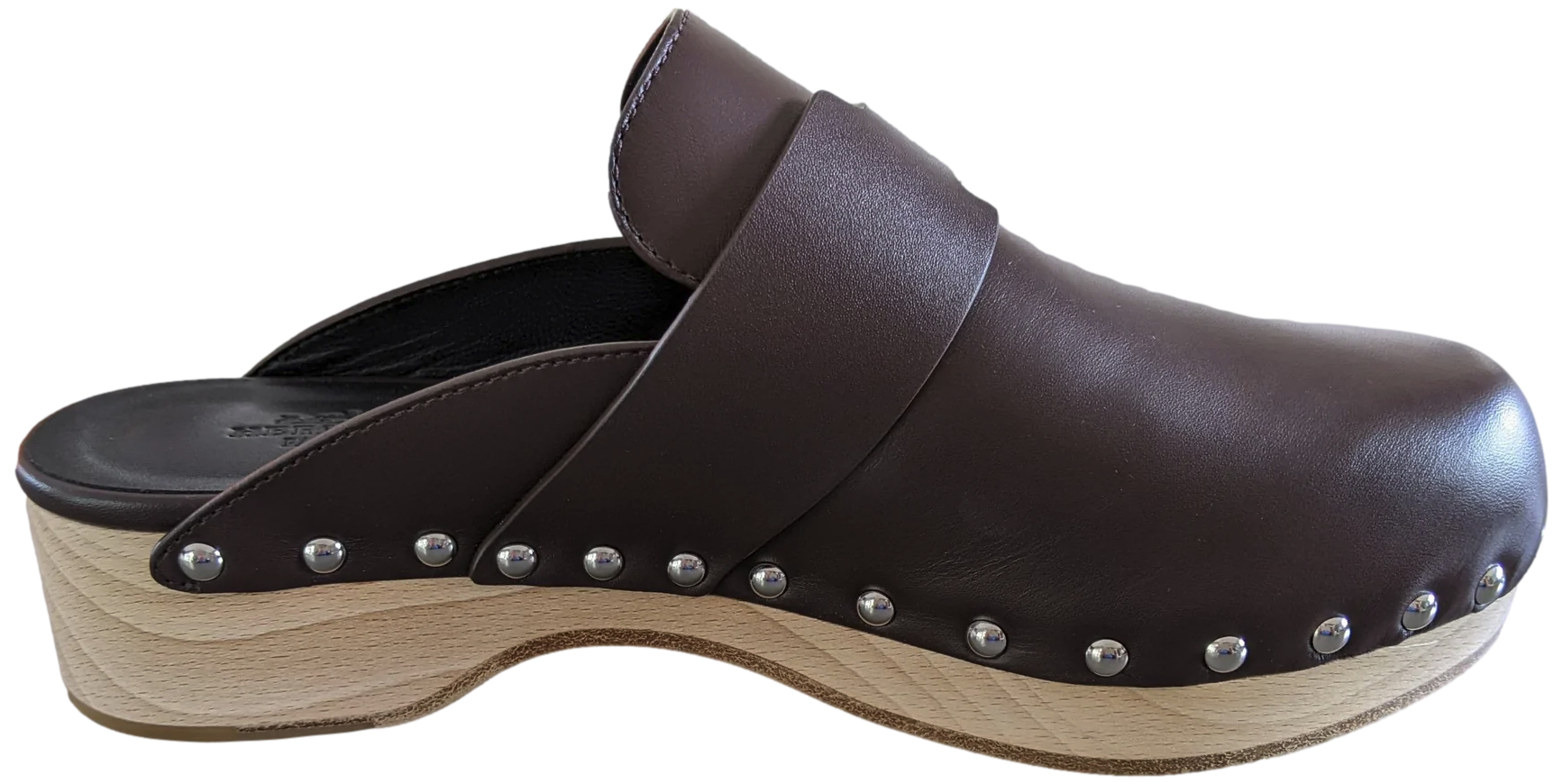 Produits Hermes [SH13] Cafe "Mules Femme Calya" Women Calfskin Mules Sz 37