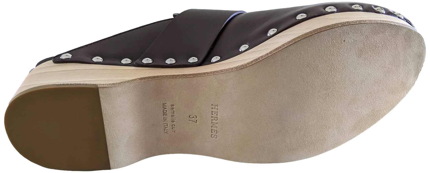 Produits Hermes [SH13] Cafe "Mules Femme Calya" Women Calfskin Mules Sz 37