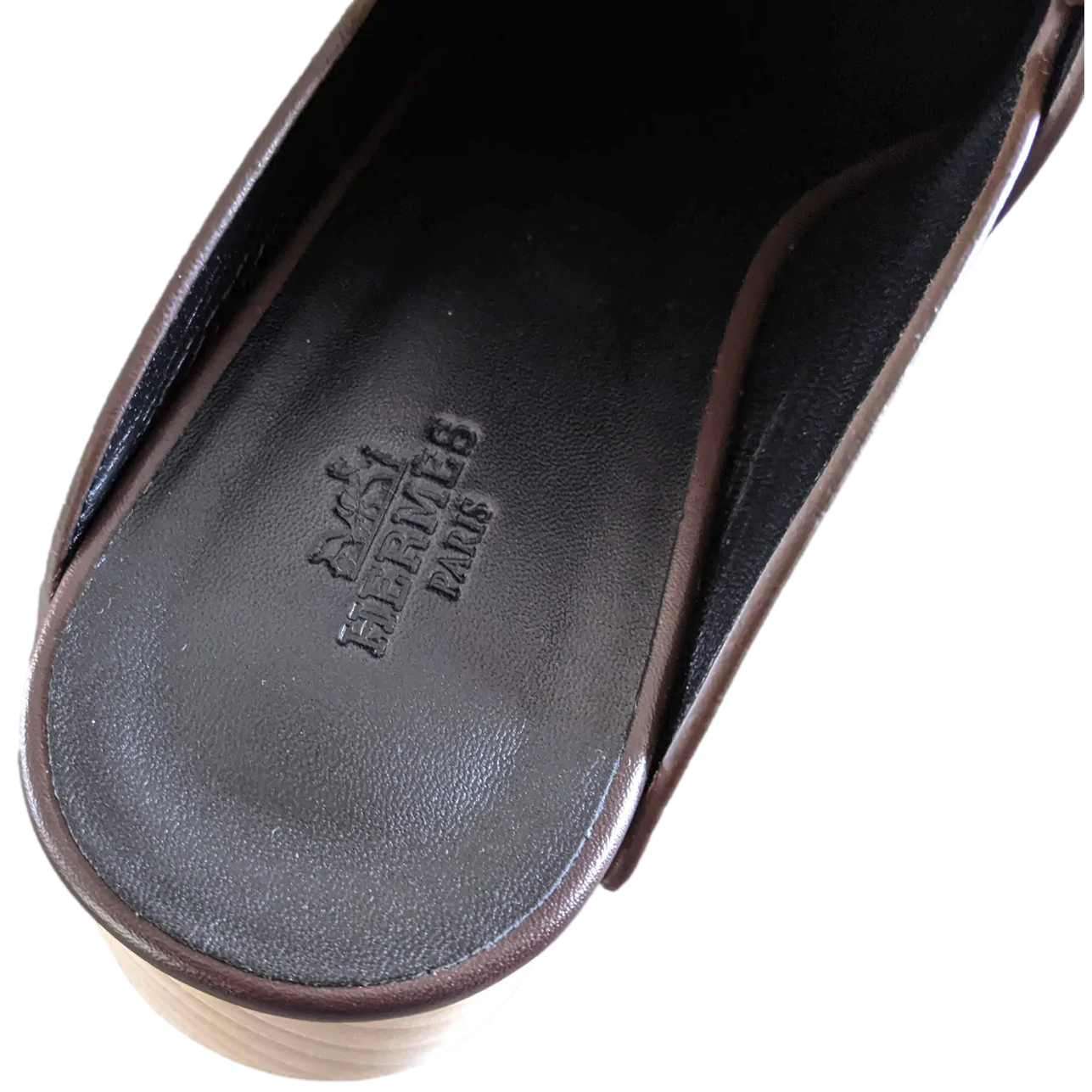 Produits Hermes [SH13] Cafe "Mules Femme Calya" Women Calfskin Mules Sz 37