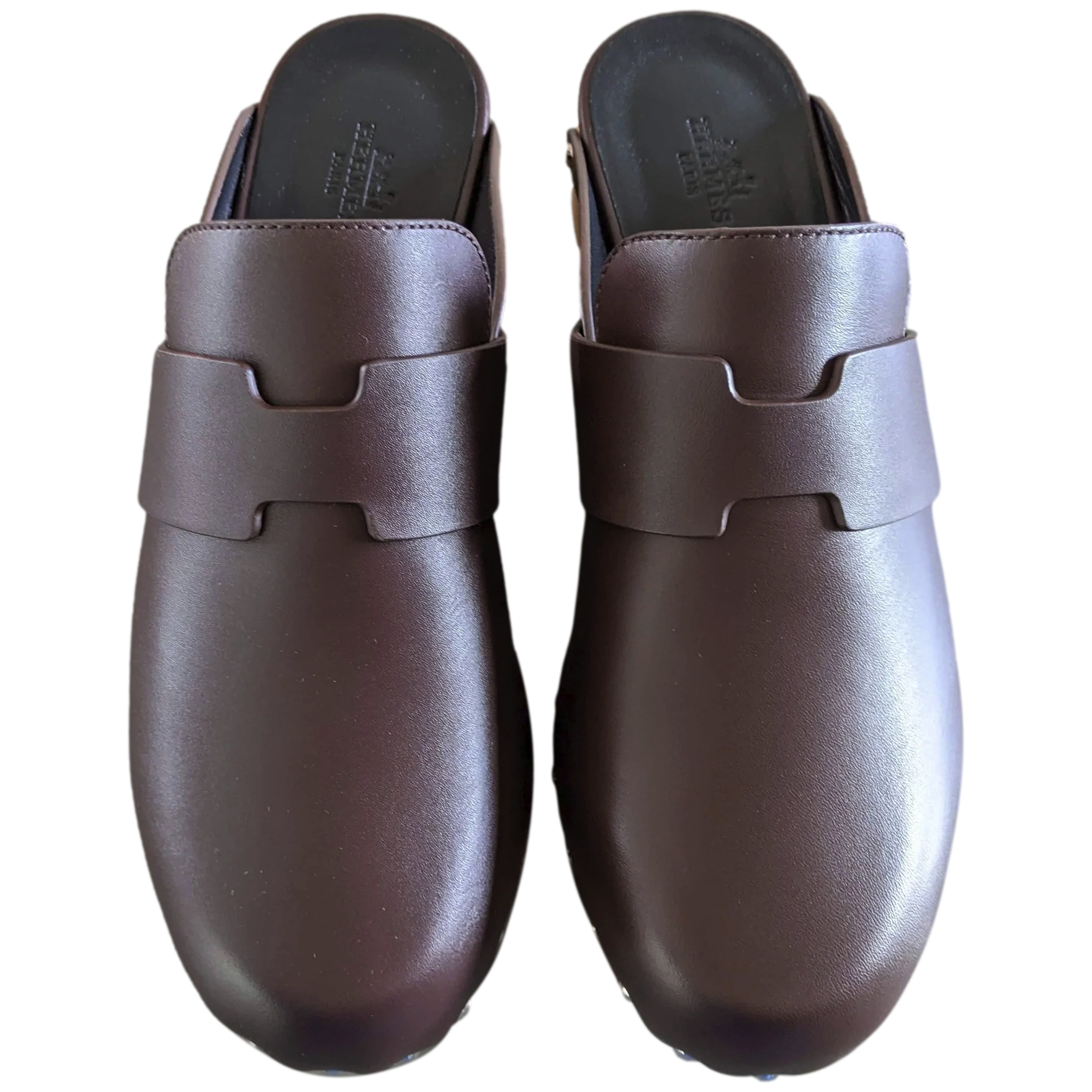Produits Hermes [SH13] Cafe "Mules Femme Calya" Women Calfskin Mules Sz 37