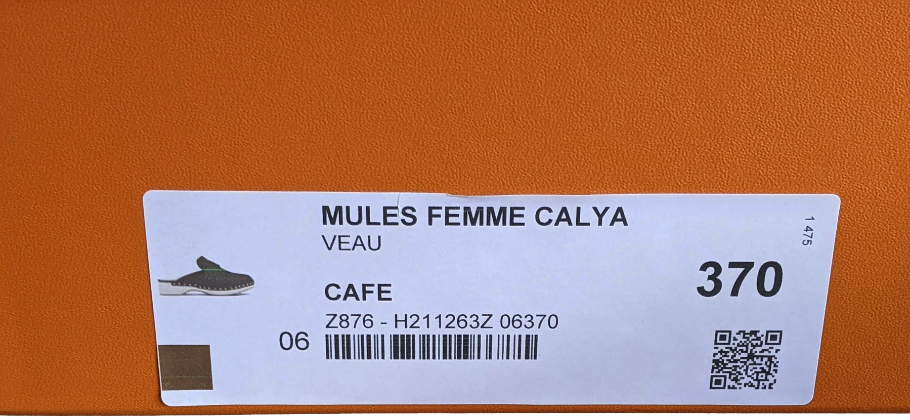 Produits Hermes [SH13] Cafe "Mules Femme Calya" Women Calfskin Mules Sz 37