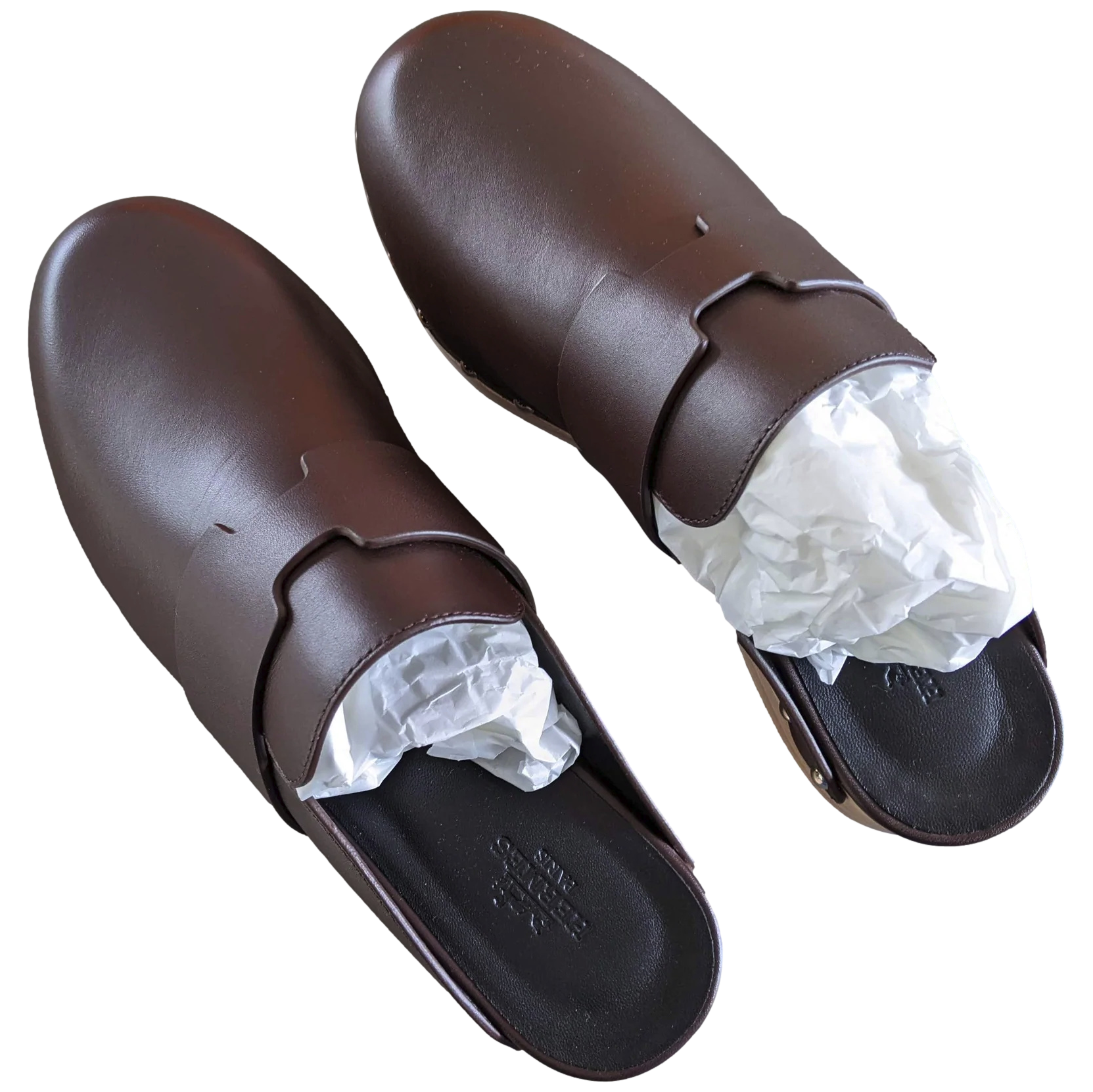 Produits Hermes [SH13] Cafe "Mules Femme Calya" Women Calfskin Mules Sz 37