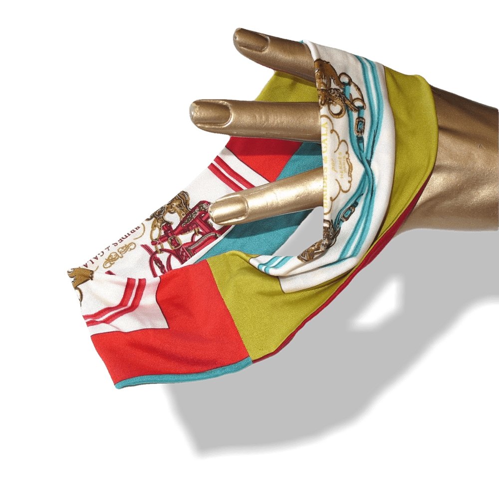 Hermes Multicolor Brides de Gala Headband Hair Band in 100% Silk Jersey, Rare! - poupishop