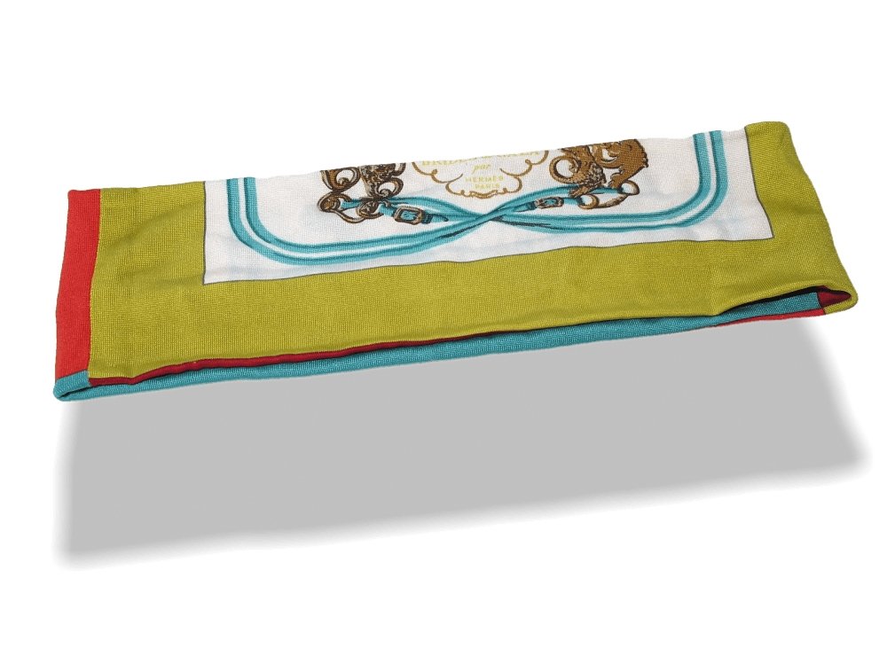Hermes Multicolor Brides de Gala Headband Hair Band in 100% Silk Jersey, Rare! - poupishop