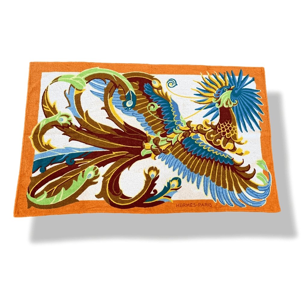 Hermes Multicolore MYTHIQUES PHOENIX Tapis de Plage Terry Beach Towel, XL 150 x 90cm cm, NIB! - poupishop
