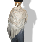 Hermes Natural Beige Cashmere and Silk Shawl Plaid Chettah Tiger 88" x 59", So Chic! - poupishop