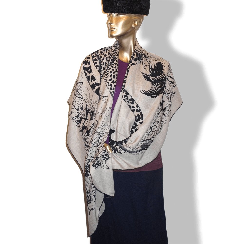 Hermes Jungle Love Tattoo by Robert Dallet Cashmere Shawl 140