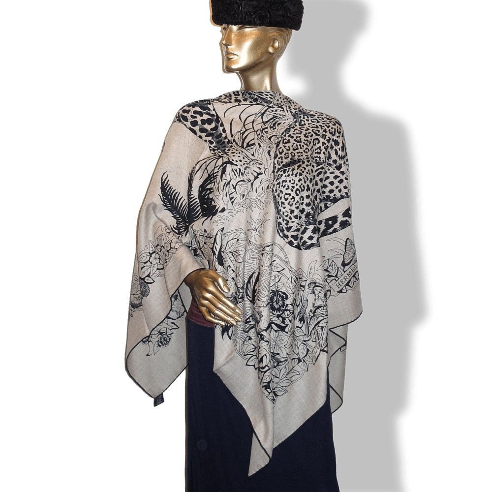 Hermes Jungle Love Tattoo by Robert Dallet Cashmere Shawl 140