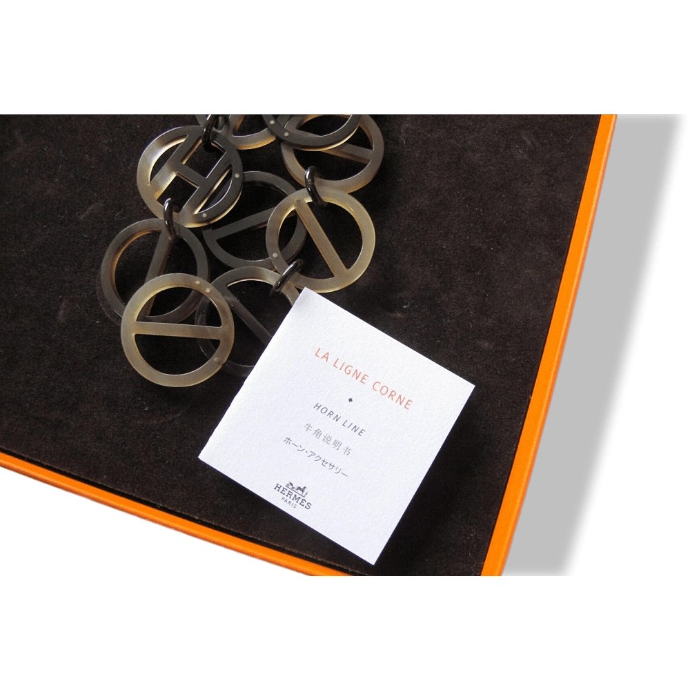 Hermes Natural Brown Luna Buffalo Horn Made in Vietnam Huge Pendant Necklace, NIB! - poupishop