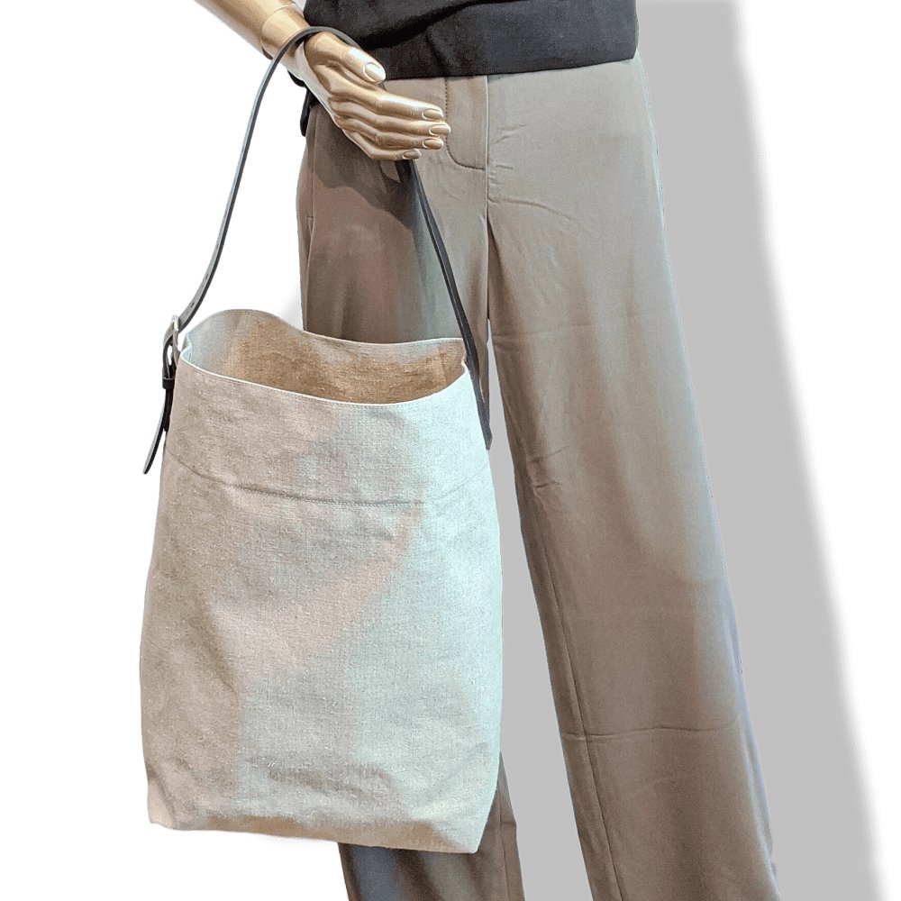 Hermes Natural Canvas/Black Barenia BIG SHOPPING TRAVEL Shoulder Army Bag 12 numbered Reguation Holes, BNIB! - poupishop