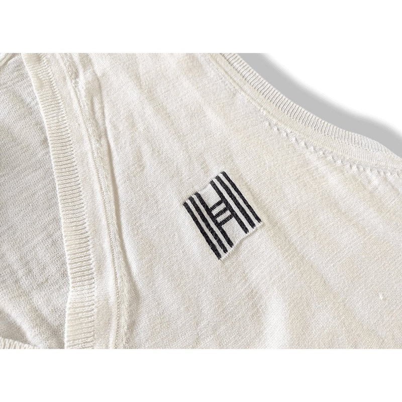 Hermes Natural Fine Knite of Silk/Cotton UNIFORME H Sleeveless Sweater V, BNEW! - poupishop