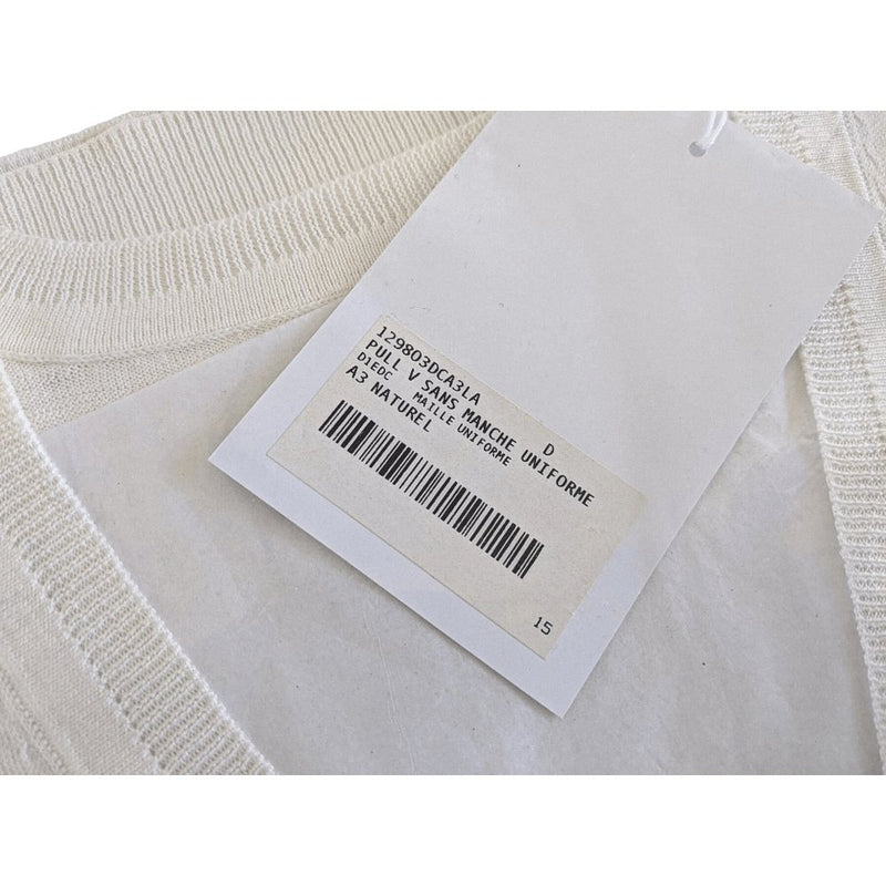 Hermes Natural Fine Knite of Silk/Cotton UNIFORME H Sleeveless Sweater V, BNEW! - poupishop