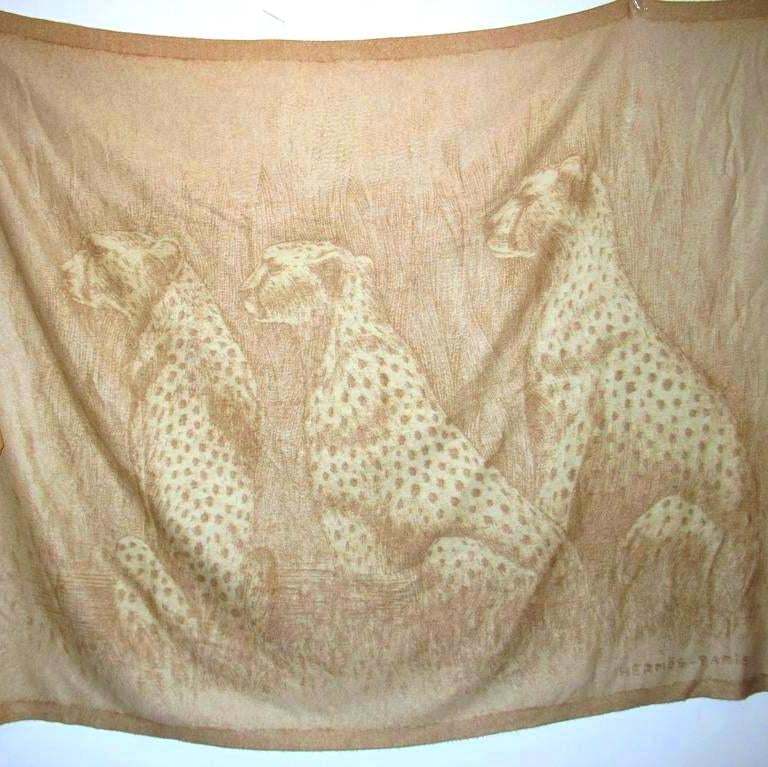 Hermes Natural Leopards 100% Cashmere Blanket Plaid GM, NIB! - poupishop