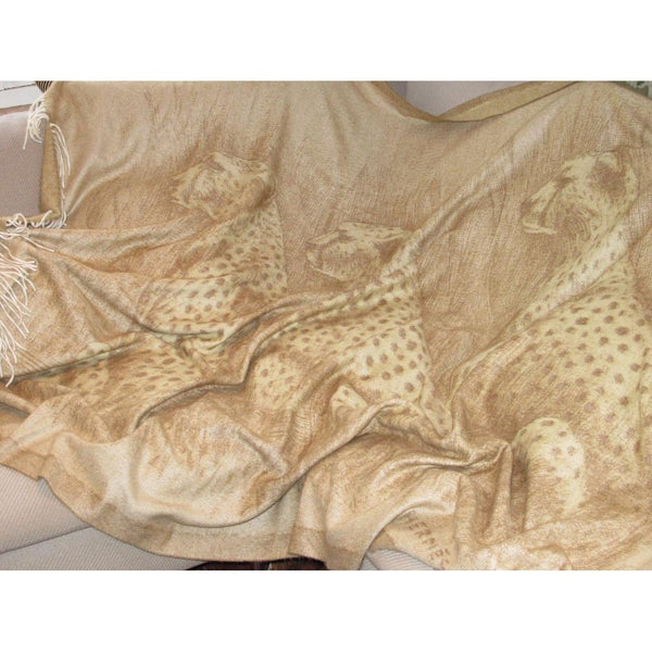 Hermes Natural Leopards 100% Cashmere Blanket Plaid GM, NIB! - poupishop