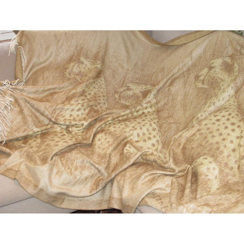 Hermes Natural Leopards 100% Cashmere Blanket Plaid GM, NIB! - poupishop