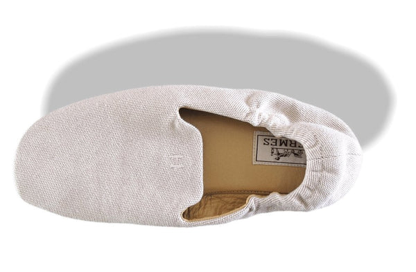 Hermes Natural Women Canvas and Leather Slippers Shoes H, Sz39, New! - poupishop