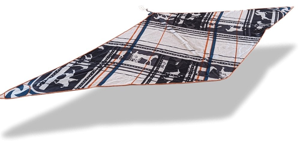 Hermes Natural/Black/Blue/Orange Cashmere SEQUENCES IMPRIMEUR FOU LOSANGE GM, Men Collection, BNIB! - poupishop