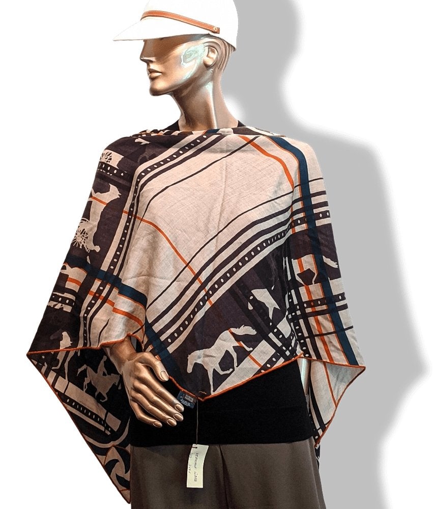 Hermes Natural/Black/Blue/Orange Cashmere SEQUENCES IMPRIMEUR FOU LOSANGE GM, Men Collection, BNIB! - poupishop