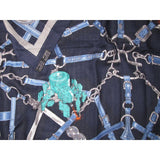 Hermes Navy Blue Anthracite Flamboyant Web by Daiske Nomura Unisex Cashmere 100 cm, Mint! - poupishop