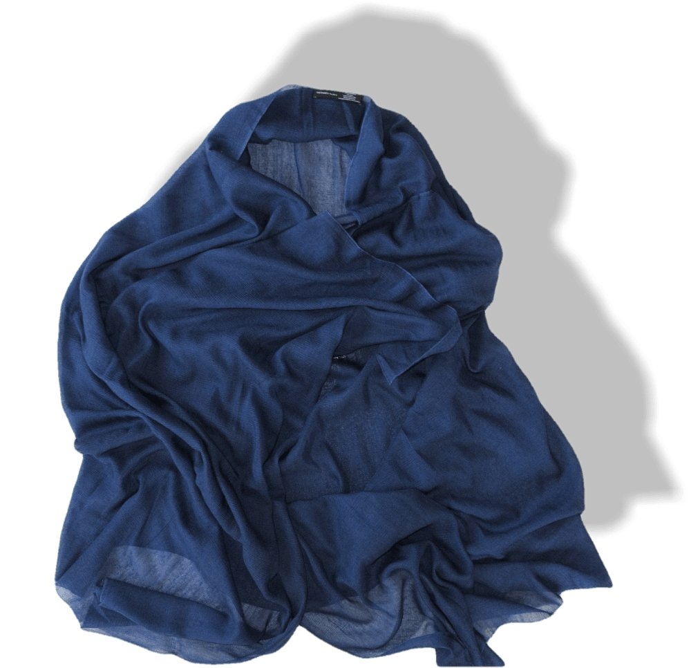 Hermes Navy Blue Plume Allumette Handwoven in Nepal 75% Cashmere Stole GM, Mint in Box! - poupishop