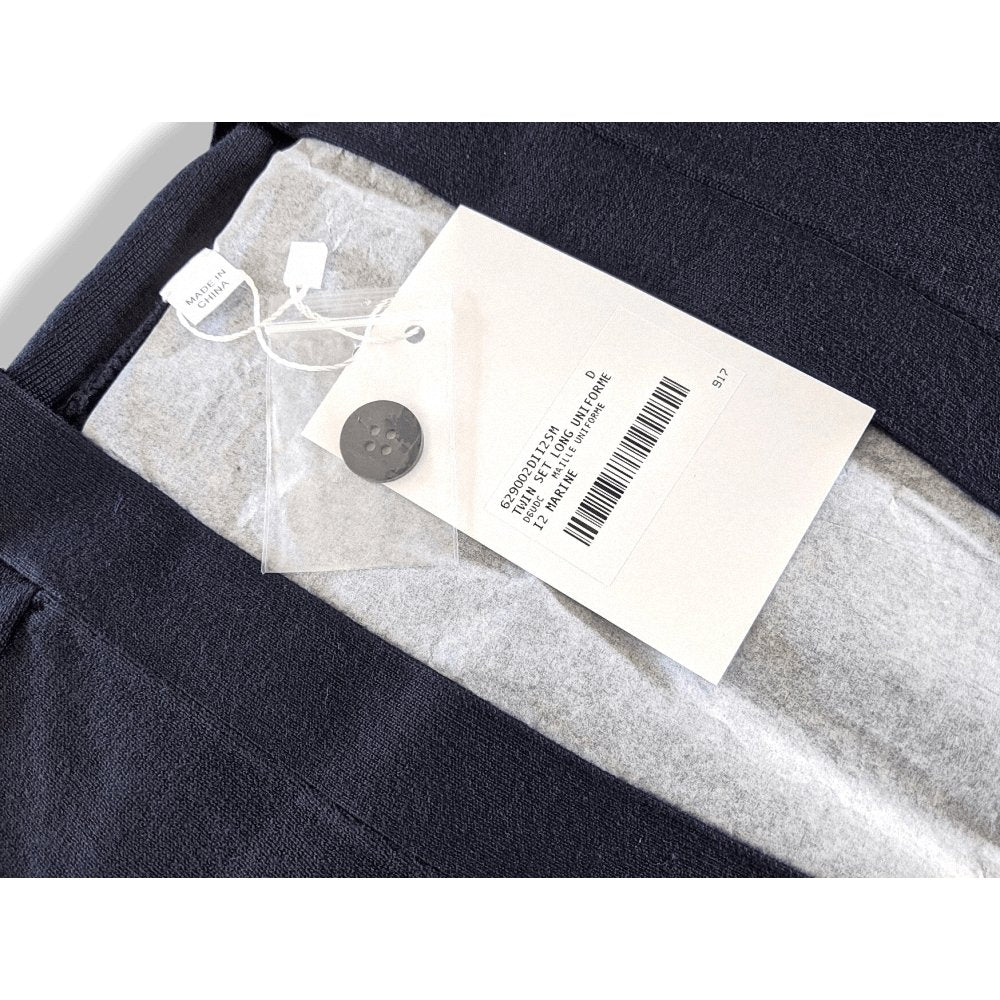 Hermes Navy Cotton/Silk Fine Knite MAILLE TWIN SET LONG UNIFORME H, BNEW! - poupishop