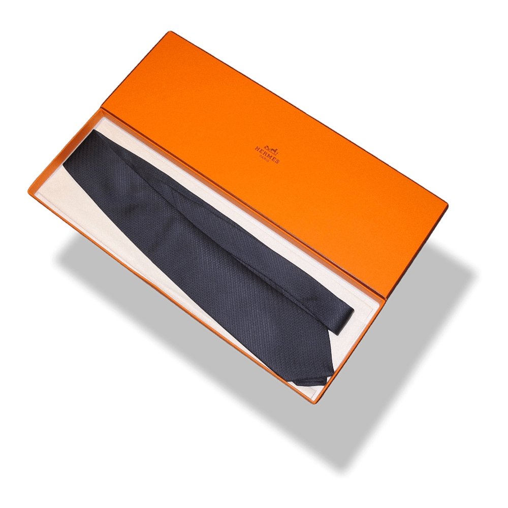 Hermes Navy Faconnee Jacquard Silk Tie, NIB! - poupishop