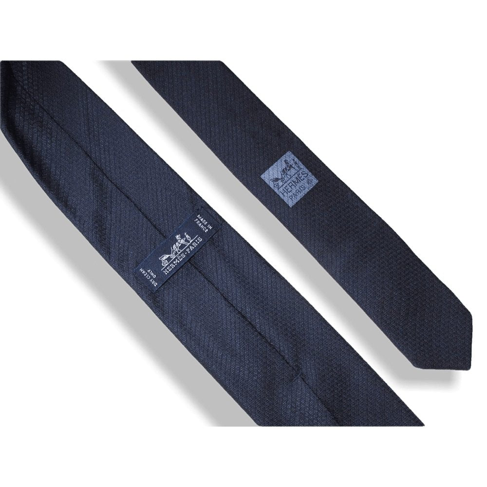 Hermes Navy Faconnee Jacquard Silk Tie, NIB! - poupishop