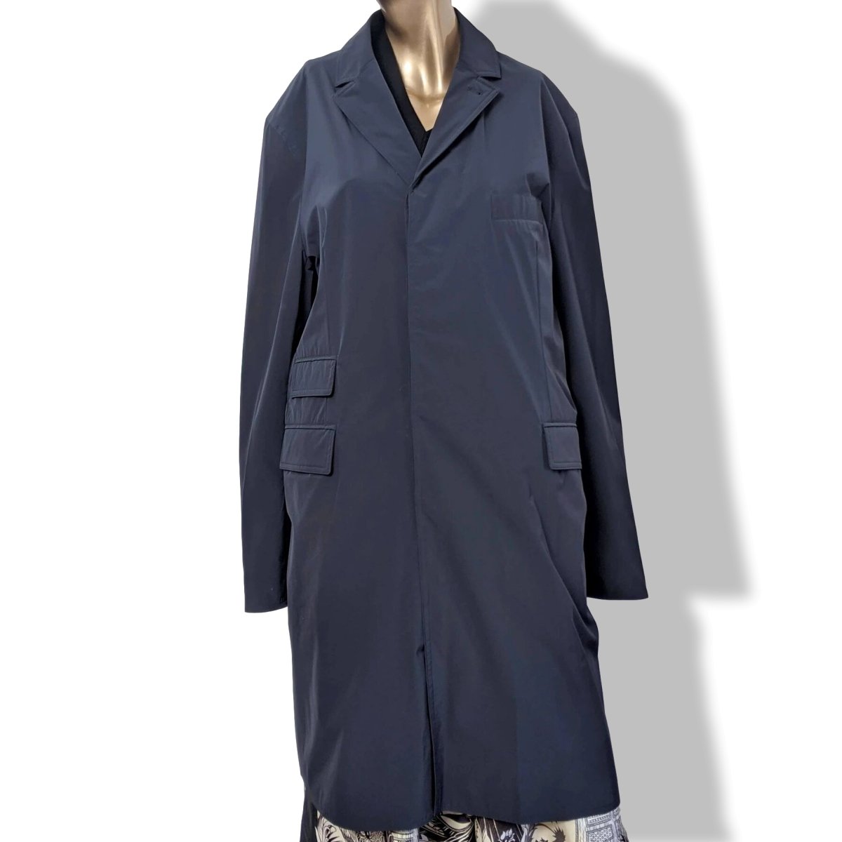 Hermes Navy Impermeable Pardessus TOILOVENT TECHNIQUE Men's Coat Sz52, Pur Luxe! - poupishop