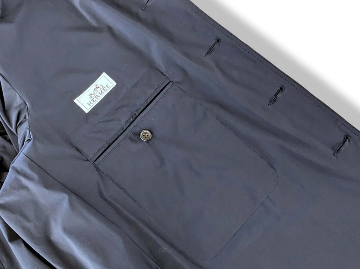 HERMES TOILOVENT TECHNIQUE 2010s Men's Navy Impermeable Pardessus