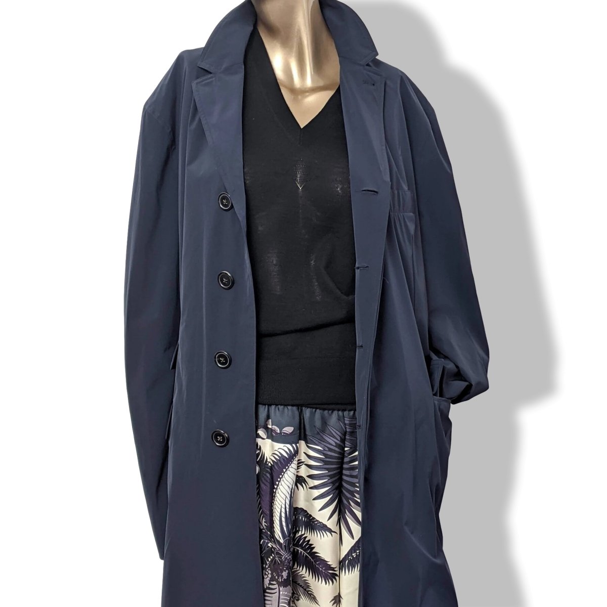 Hermes Navy Impermeable Pardessus TOILOVENT TECHNIQUE Men's Coat Sz52, Pur Luxe! - poupishop