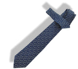 Hermes Navy Pale Blue Sky Horseshoes FERS EN VRAC Twill Silk Tie, NWT in Pochette! - poupishop